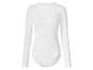 Body côtelé blanc pour femme à manches longues et col rond.