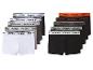 Lot de 7 boxers pour hommes avec les jours de la semaine sur la ceinture, en blanc, gris et noir.