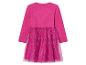 Robe pour fille, rose vif, haut en côtes, jupe tulle à paillettes.