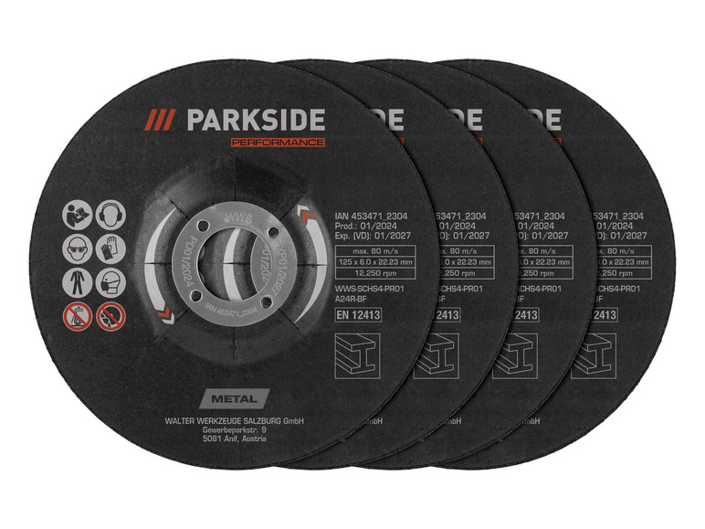 Quatre disques de coupe Parkside pour le métal.