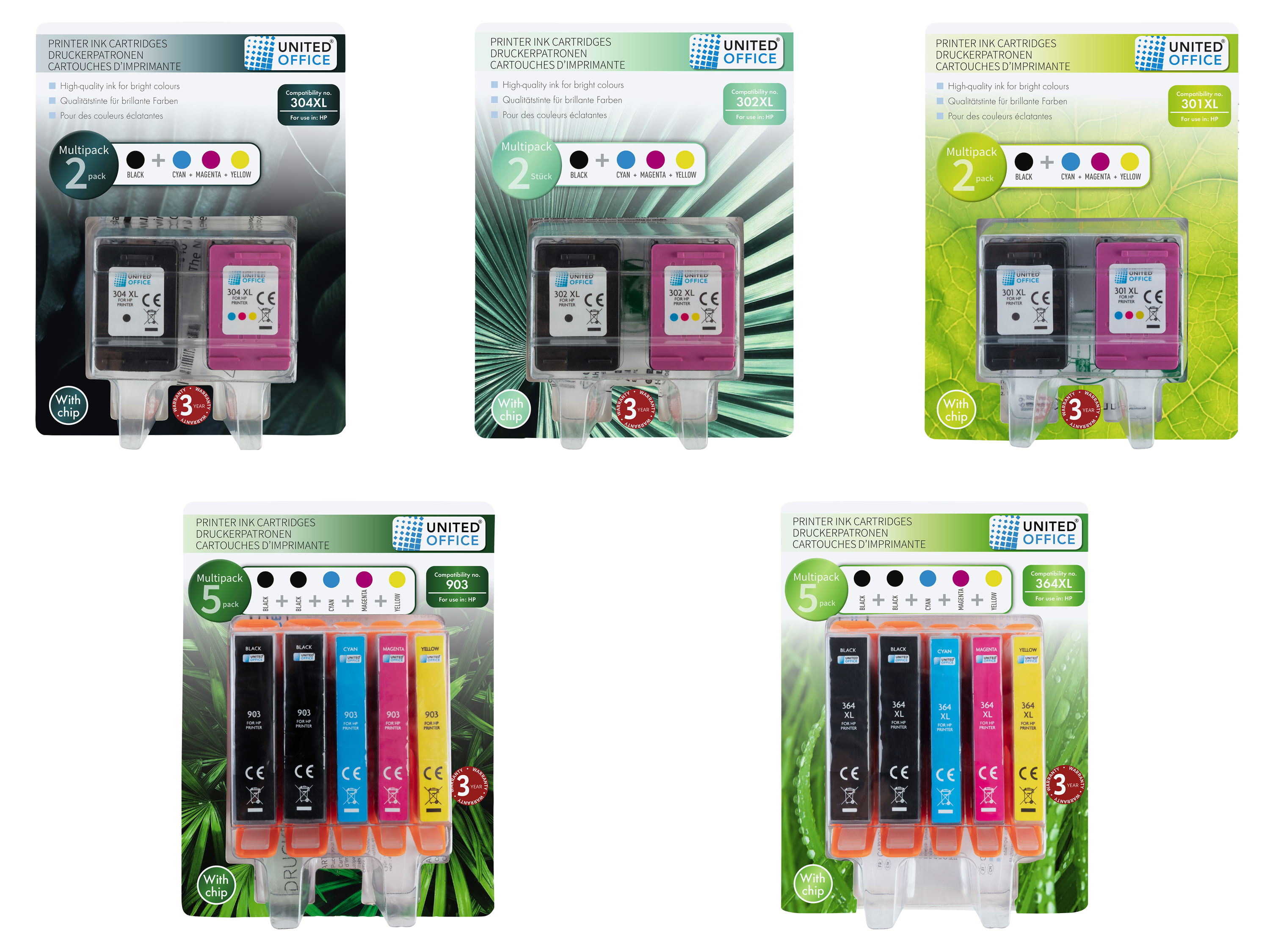 UNITED OFFICE® Cartouches d'impression, Multipack, HP