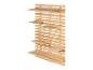 Étagère murale en bois clair avec cinq tablettes.