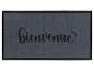 Un paillasson gris foncé avec une bordure noire et le texte 'Bienvenue'.