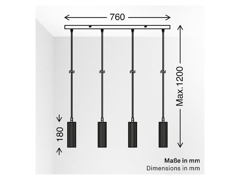 Schéma avec dimensions de la suspension LED BRILONER.