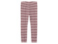 Leggings rayées en rose et rouge foncé.