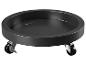 Support à roulettes rond noir pour plantes, avec roulettes et freins, pour déplacer facilement les pots.