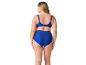 Maillot de bain bleu marine deux pièces : soutien-gorge et bas hauts.