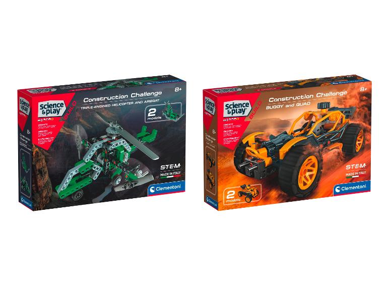 Clementoni Science & Play: hélicoptère et aéroglisseur, buggy et quad à construire.