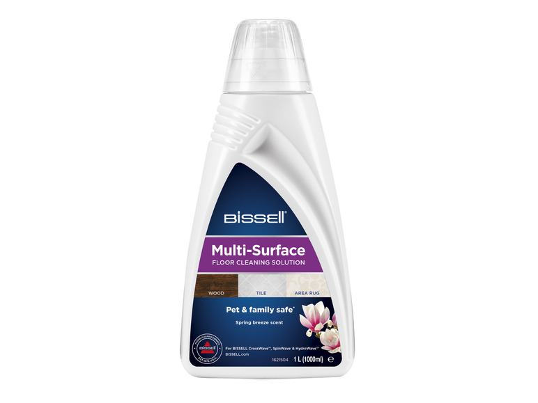 Solution de nettoyage de sol Bissell Multi-Surface pour bois, carrelage et tapis.