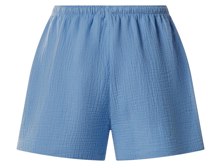 Short en coton bleu pour femme avec taille élastique