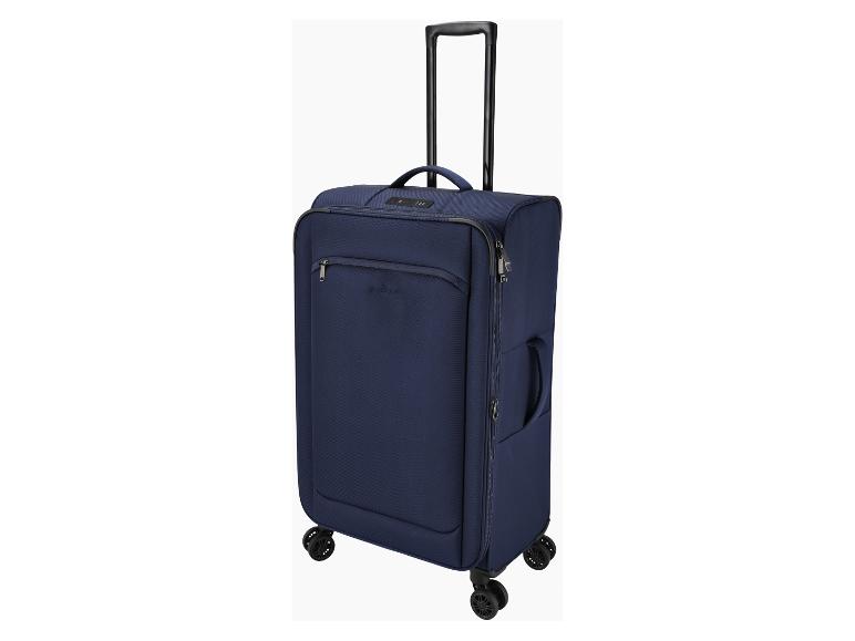 Valise de voyage bleue avec roulettes et poignée télescopique