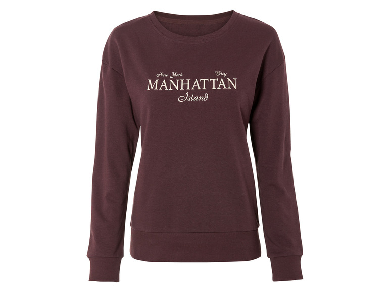 Sweat-shirt marron à manches longues avec l'inscription 'New York City Manhattan Island'