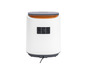 Purificateur d'air blanc avec un dessus gris foncé.