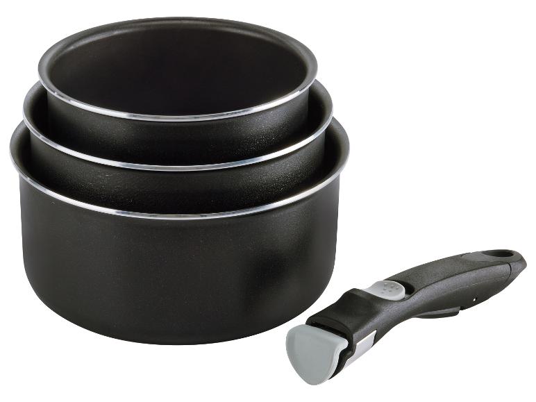 Casseroles noires empilables avec poignée amovible
