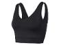 Un soutien-gorge de sport noir sans bretelles.