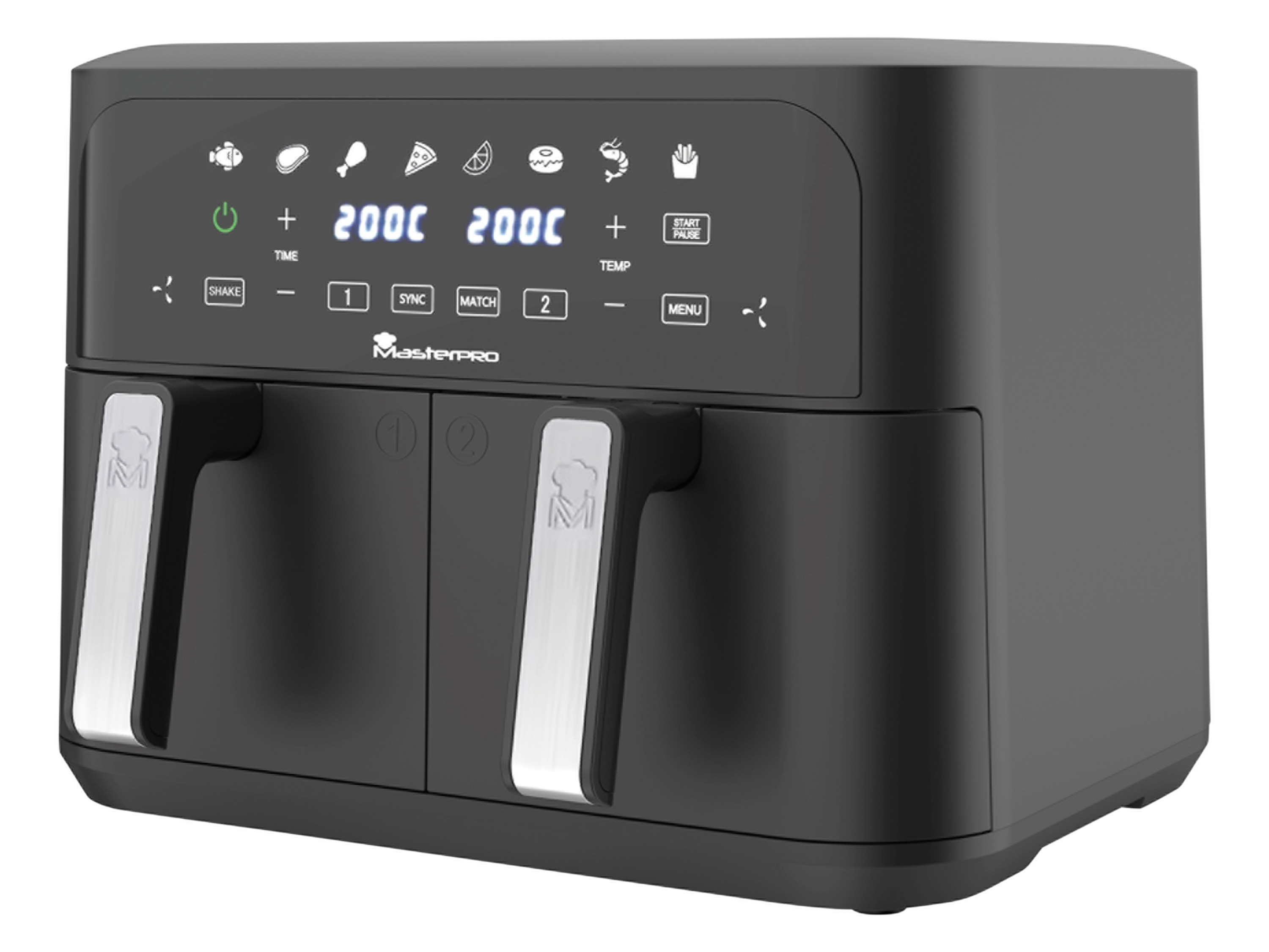 Masterpro Friteuse à air chaud, double bac, 9 L, 2400 W