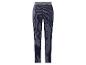 Pantalon femme rayé bleu marine et blanc avec taille élastique.