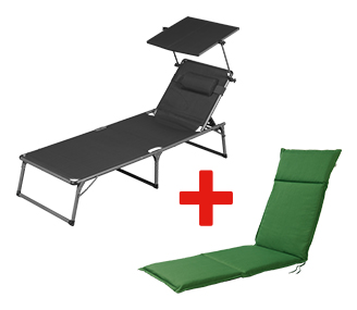 LIVARNO home Bain de soleil + Coussin HOUSTON, vert