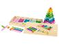 Blocs de bois colorés pour apprendre à compter et à construire.