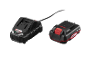 Chargeur et batterie d'outil, noirs avec des accents rouges, 2.4A max.