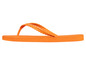 Des tongs orange avec une sangle tressée