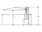 Schéma d'un parasol avec les dimensions a, b, c et d.