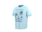 T-shirt bleu clair avec un imprimé graphique d'un surfeur, de palmiers et du texte 'RIDE THE WAVES CALIFORNIA PACIFIC VIBES'