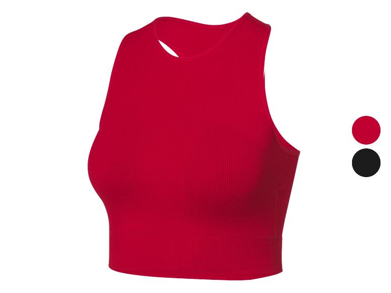 Haut de sport côtelé rouge et noir.