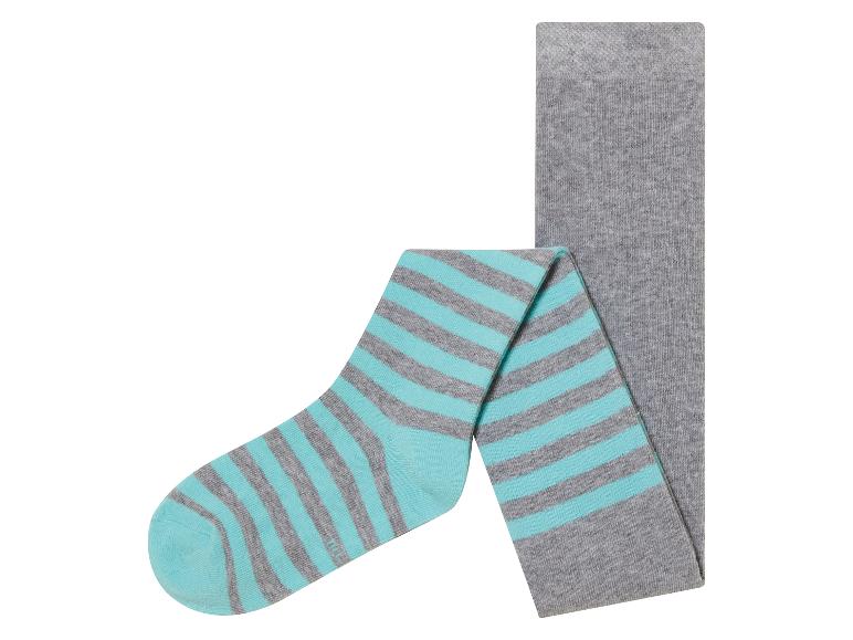 Collants rayés gris et turquoise