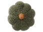 Coussin en peluche vert en forme de fleur.