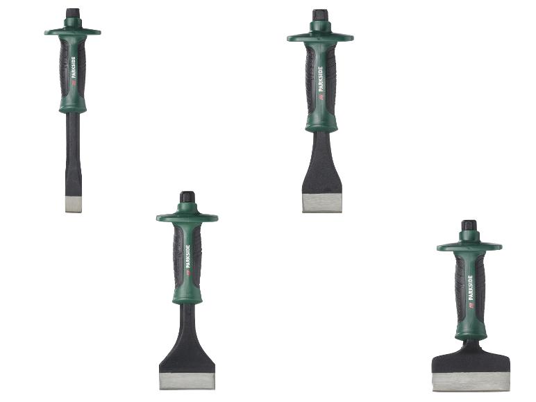 Ensemble de quatre ciseaux avec poignées vertes et manches noirs