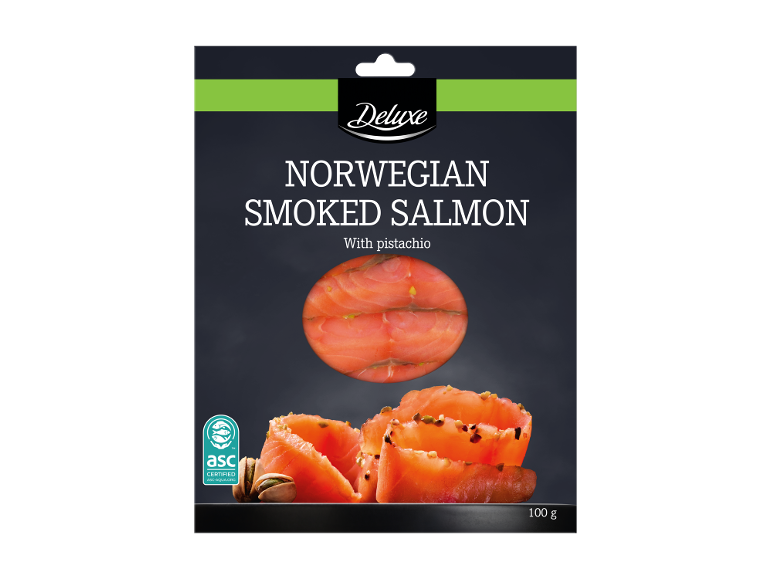 Emballage de saumon fumé norvégien aux pistaches, 100g.