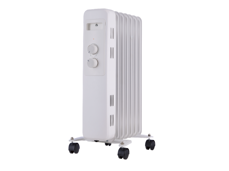 Radiateur bain d'huile blanc sur roulettes