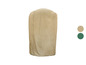 Housse de protection beige pour un foyer extérieur.