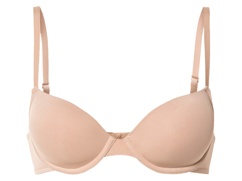 Un soutien-gorge beige avec des bretelles larges.