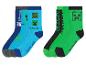 Chaussettes Minecraft pour enfants : motifs Creeper et blocs verts et bleus.