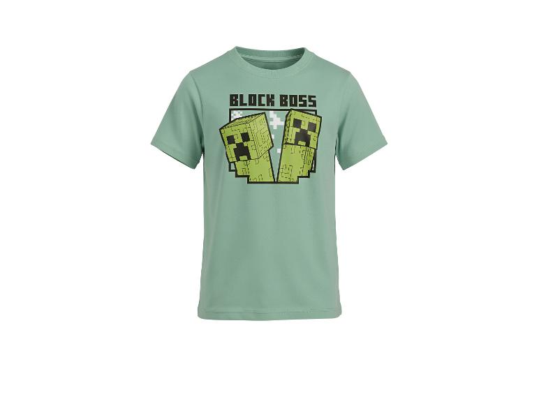 T-shirt vert pour enfant avec motif Minecraft 'BLOCK BOSS' et deux Creepers.