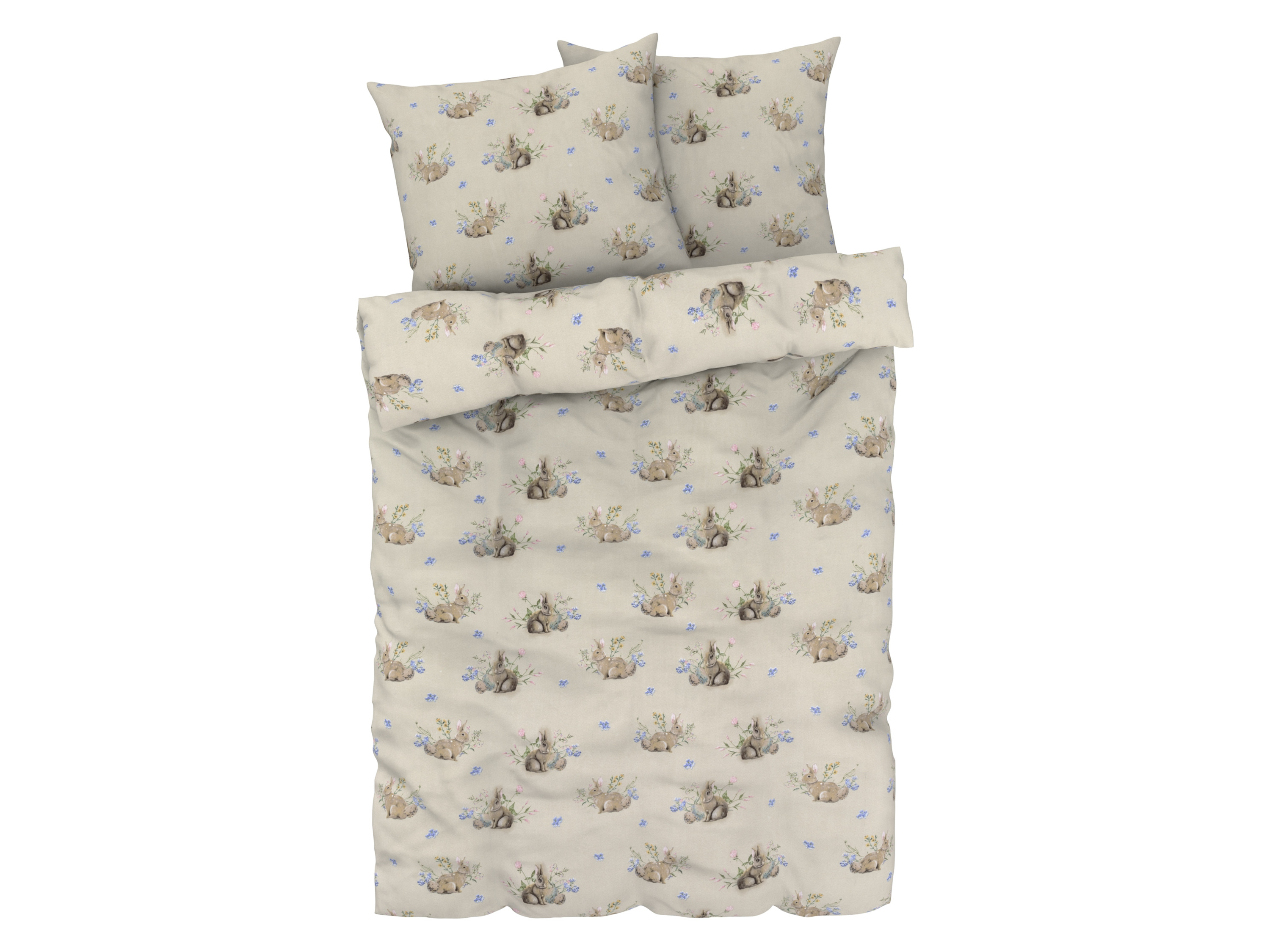 LIVARNO home Parure de lit en satin microfibre, 260 x 240 cm (Lapins)