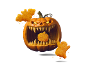 Nuggets de poulet en forme d'Halloween avec une citrouille sculptée effrayante.
