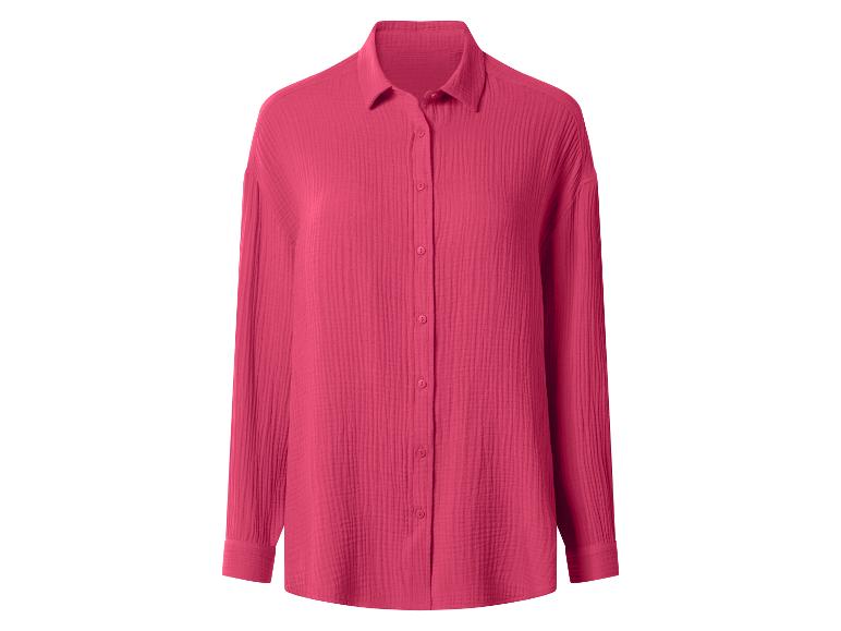 Chemise femme fuchsia à manches longues avec texture froissée