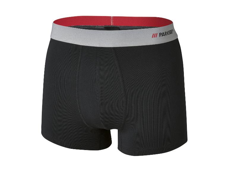 Boxers noirs Parkside avec bande rouge et grise.