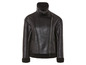 Blouson en cuir noir avec doublure en fourrure.