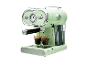 Machine à expresso vert menthe avec deux cafés préparés dans des verres à double paroi.