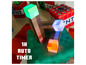 Trois lampes Minecraft, dont une verte, une bleue et une orange
