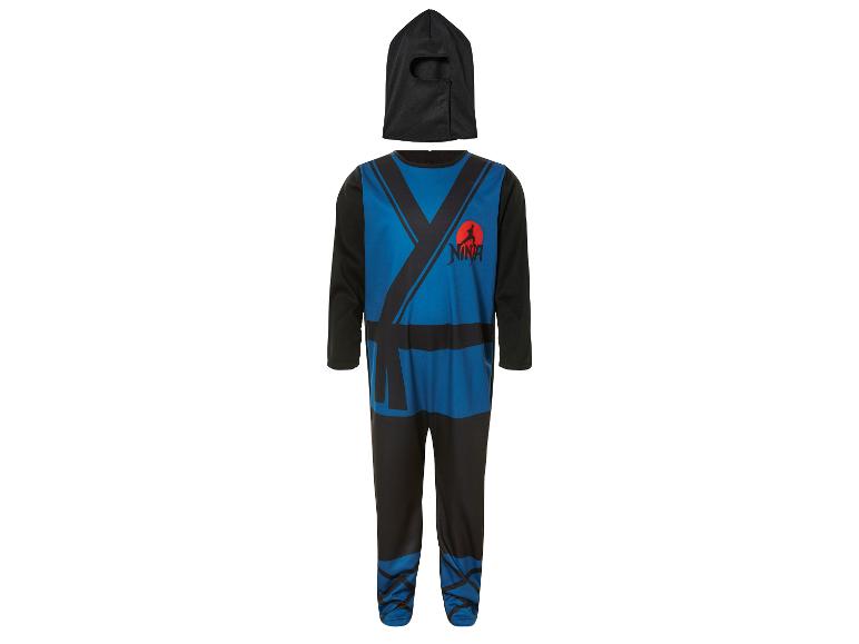 Un costume de ninja bleu et noir avec une cagoule.