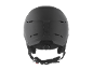 Casque de ski noir avec fentes d'aération et sangle réglable, vue arrière.