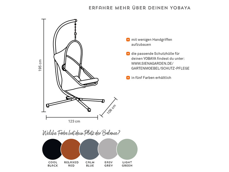 Aller en mode plein écran : SIENA GARDEN Fauteuil suspendu »YOBAYA«, avec du tissu en mesh AIR de haute qualité - Image 143