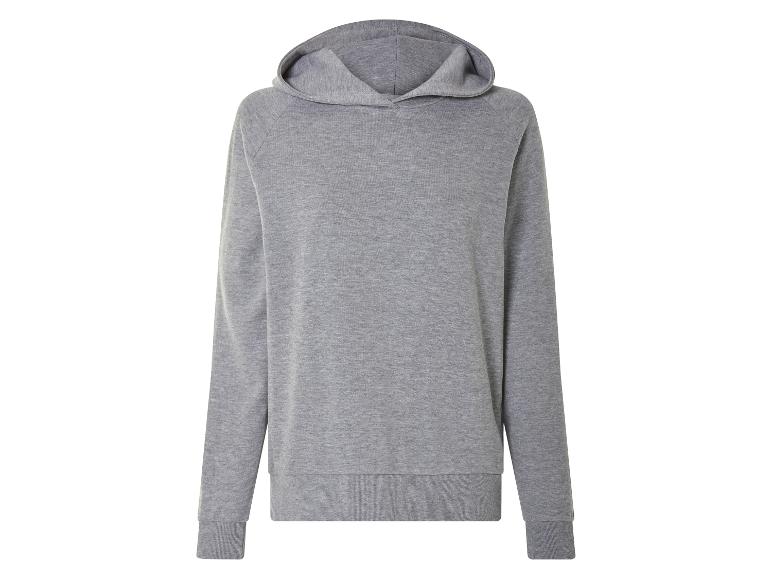 Sweat-shirt à capuche gris clair.