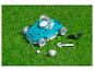 Robot tondeuse Bestway sur gazon, avec chargeur et accessoires.