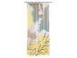 Rideau de douche avec motif de feuilles abstraites en jaune, vert et marron